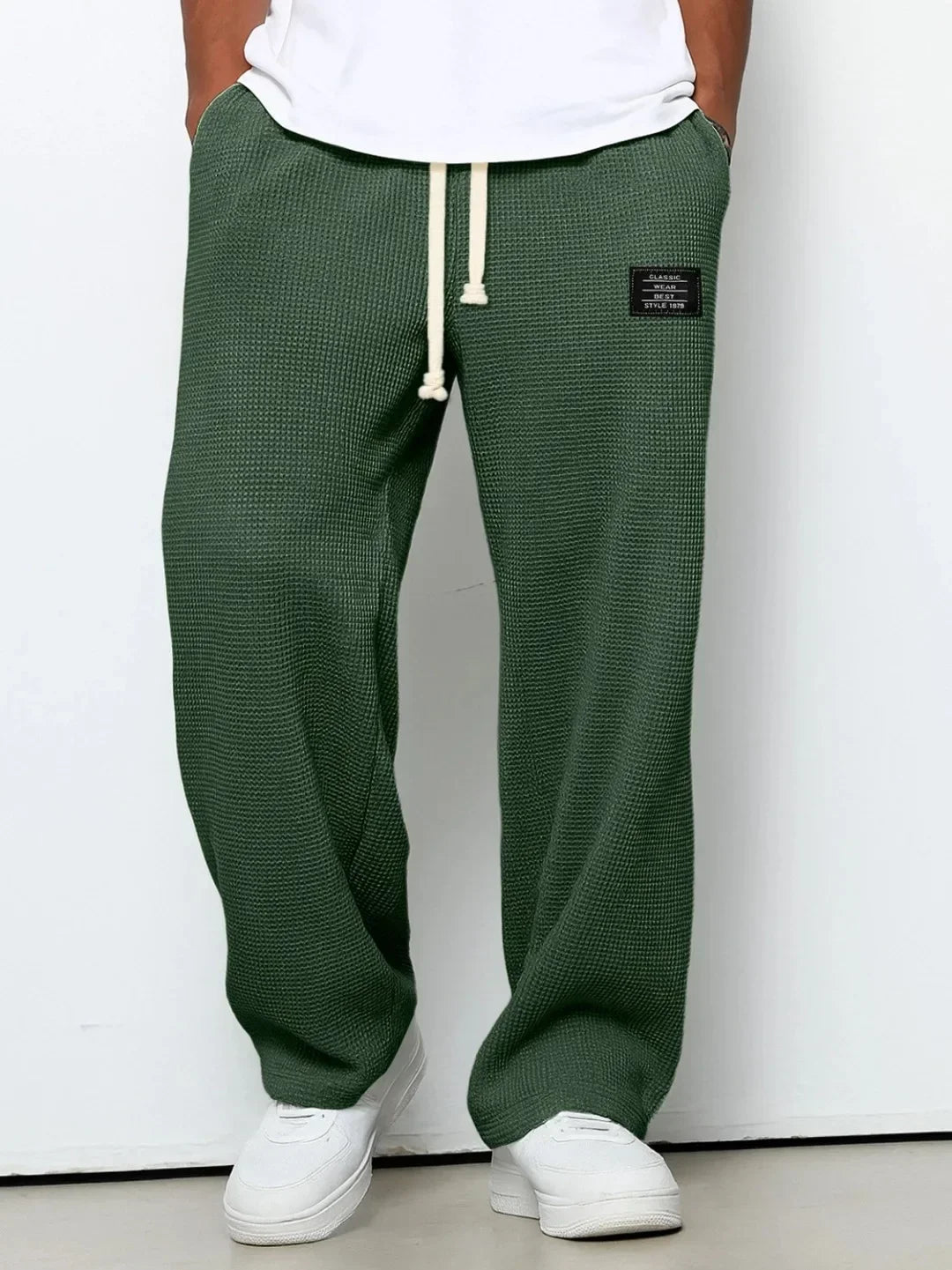 Waffle Straight Leg Pants Men's Summer New Style Wide Leg Pants Men's Youth Summer Casual Pants