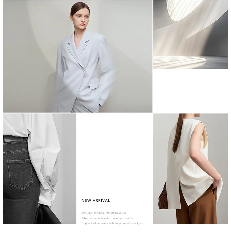 AMII 2025 Autumn Concise for Loose Casual Wide-leg Female pants Elegant Office Lady Simple  Shorts Bottoms 12523083