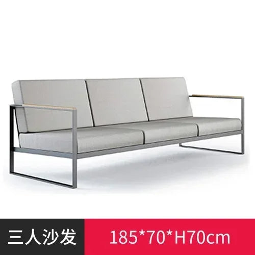 Outdoor leisure iron sofa, courtyard garden villa, hotel, waterproof and sunscreen aluminum alloy sofa