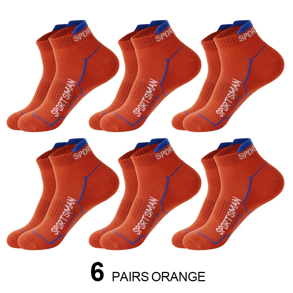 6 Pairs/Lot Spring Summer Men's Sports Running Socks Protective Ankle Socks Thin Breathable Deodorant Fitness Short Socks 38-44