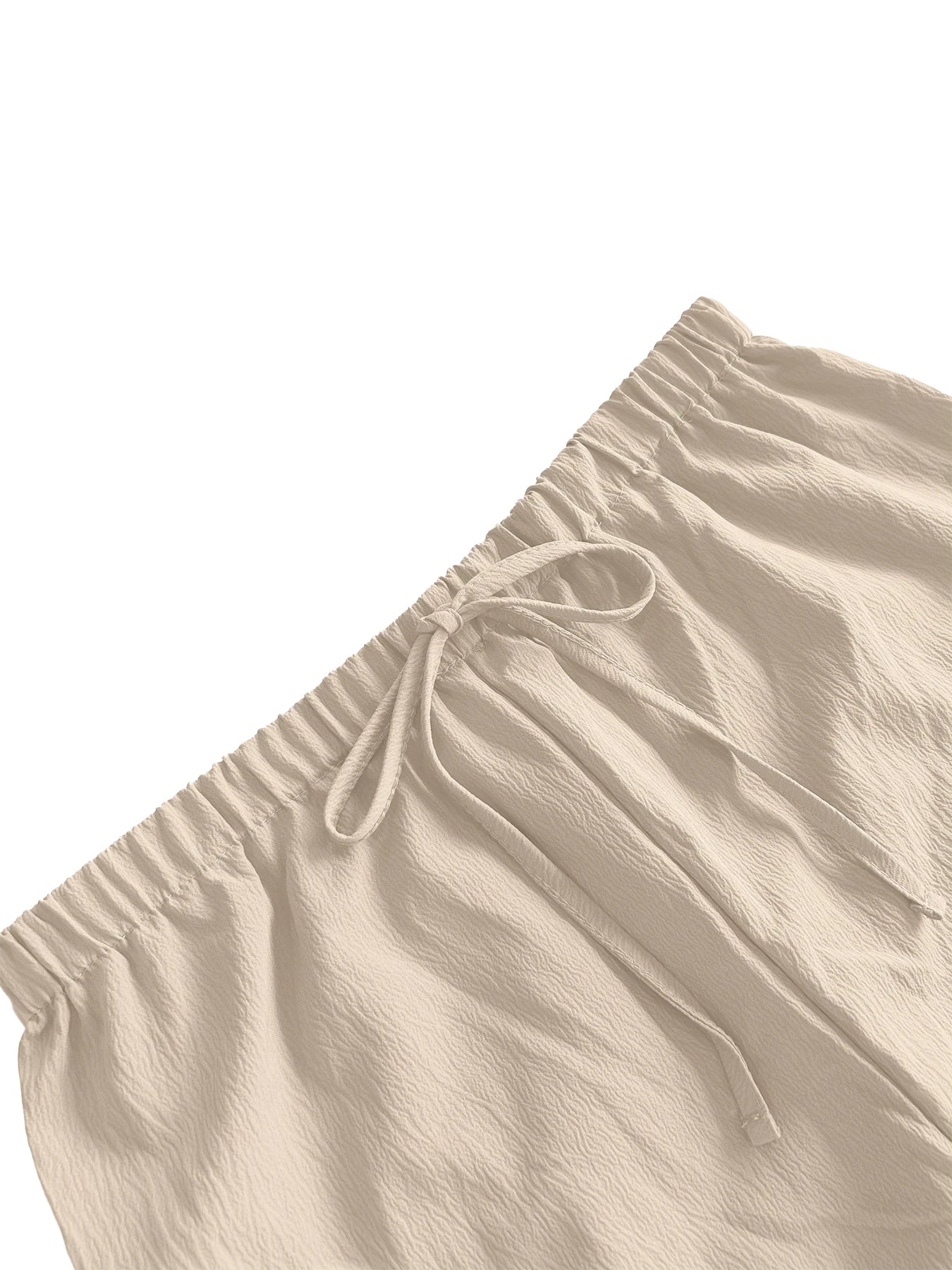 Women's Elastic Waist Drawstrings Casual Wide Leg Knee Length Pants‌