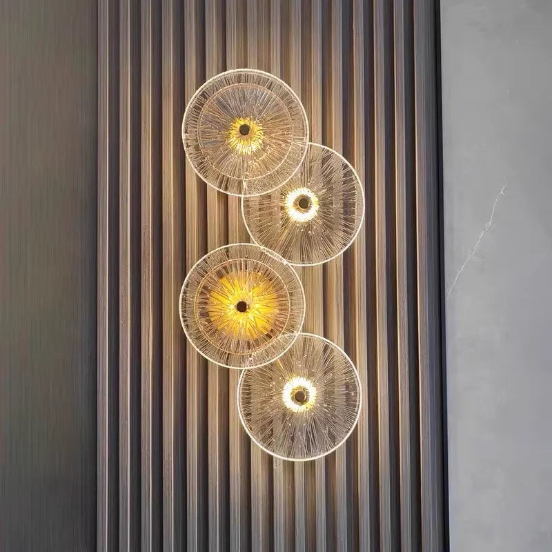 Modern Light Luxury Circular Art Glass Wall Lamp Minimalist Designer Creative Lighting for Bedroom Hallway Living Room Decor
