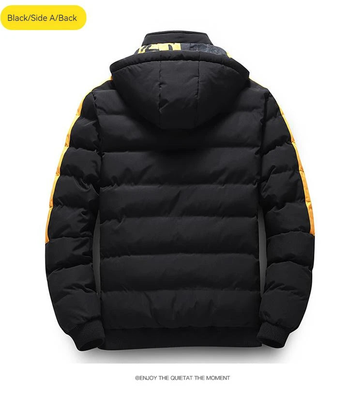 Ueteey Winter Warm Cotton Jacket Men 2023 Windproof Padded Thick Hooded Parkas Down Jakcets Casual Outdoor Mens Coat Streetwear