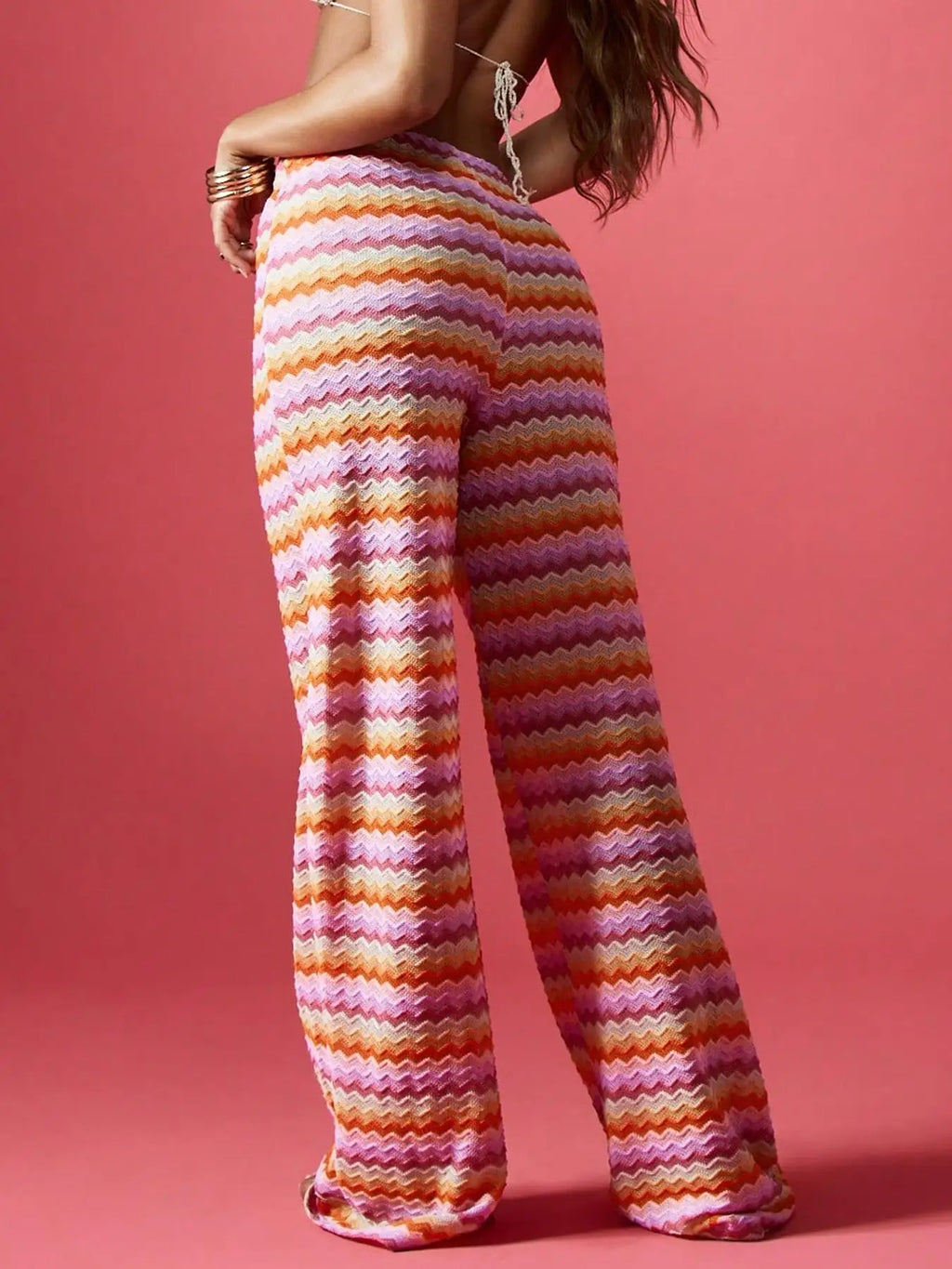 Casual Women Pants Loose Wide Legs Trouser Women's Clothing Home Clothes Homewear Striped Contrast Comfortable All-match Trendy