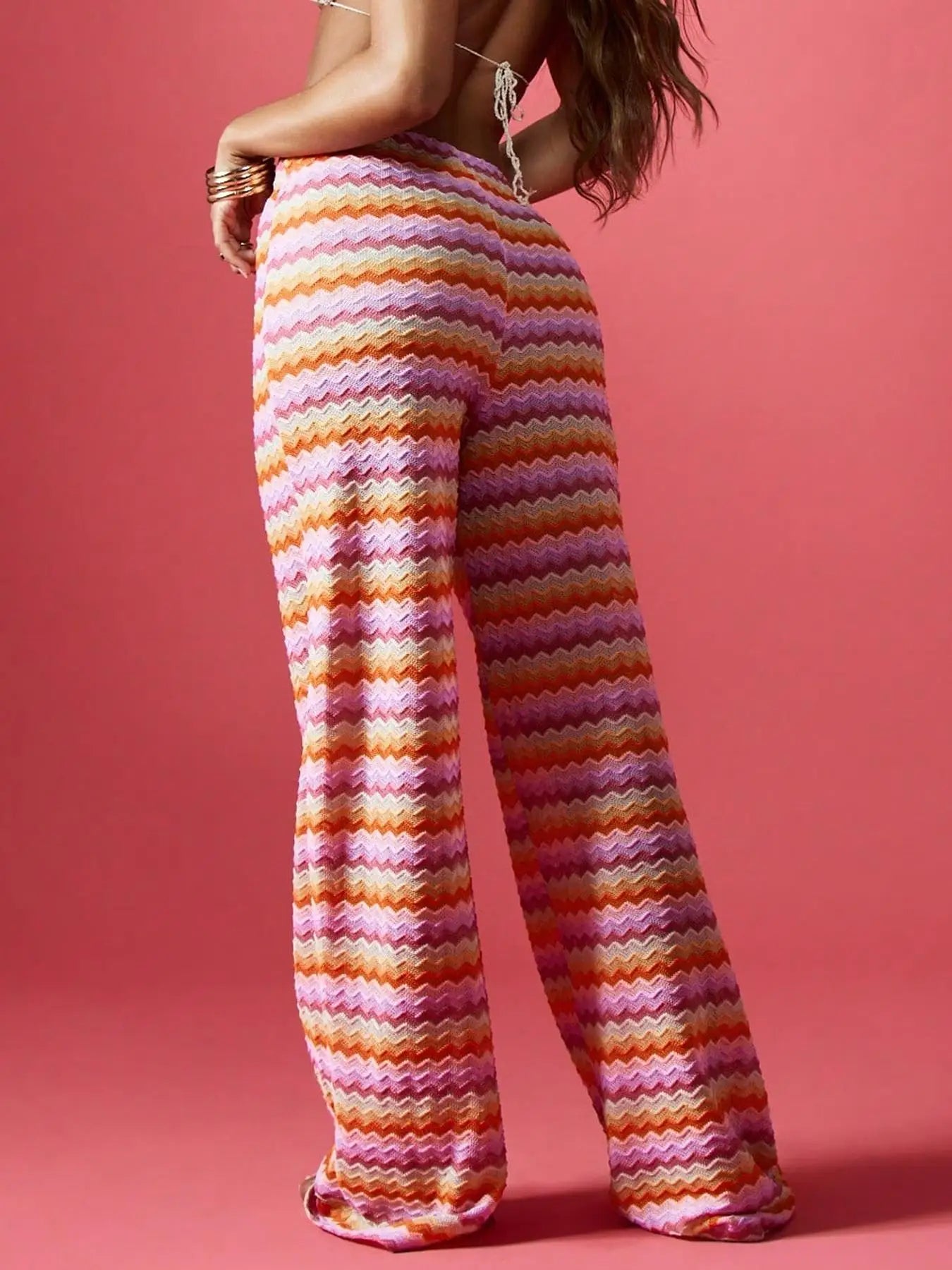 Casual Women Pants Loose Wide Legs Trouser Women's Clothing Home Clothes Homewear Striped Contrast Comfortable All-match Trendy