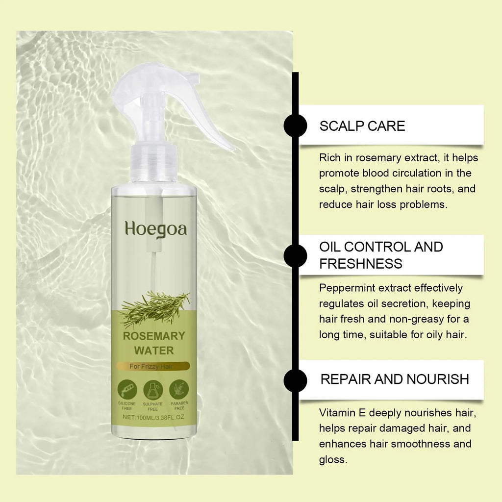 Hoegoa Rosemary Hair Spray Prevent Hair Loss Treatment Thicken Hair Strengthener Refreshing Moisturizing Hair Care Spray 100ml