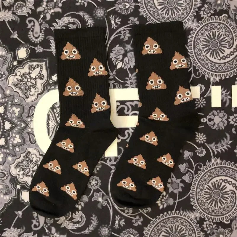 Lovely Street Fashion New Hiphop Cotton Rainbow Socks Harajuku Happy Funny Smile Poop with eyes Shard Dung Birthday Wedding Gift
