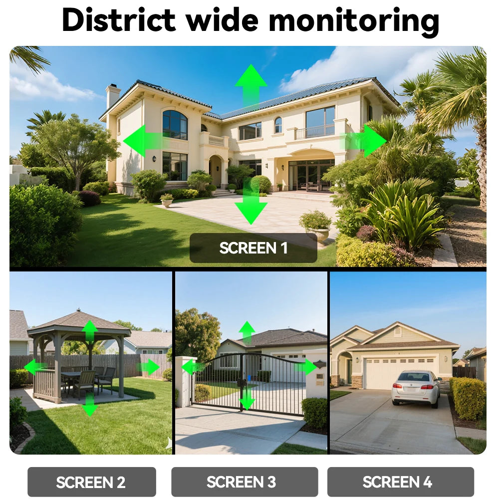 4-Screen 4G Solar Security Camera 20MP PTZ Outdoor Cam with AOV Mode 5X Zoom 12000mAh Battery Wireless CCTV Surveillance O-kam