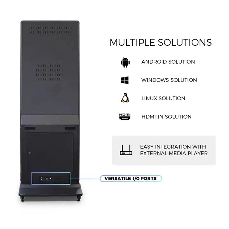 OEM 70 75 86 inch vertical full screen LCD kiosk floor rack advertising display totem indoor digital signage poster