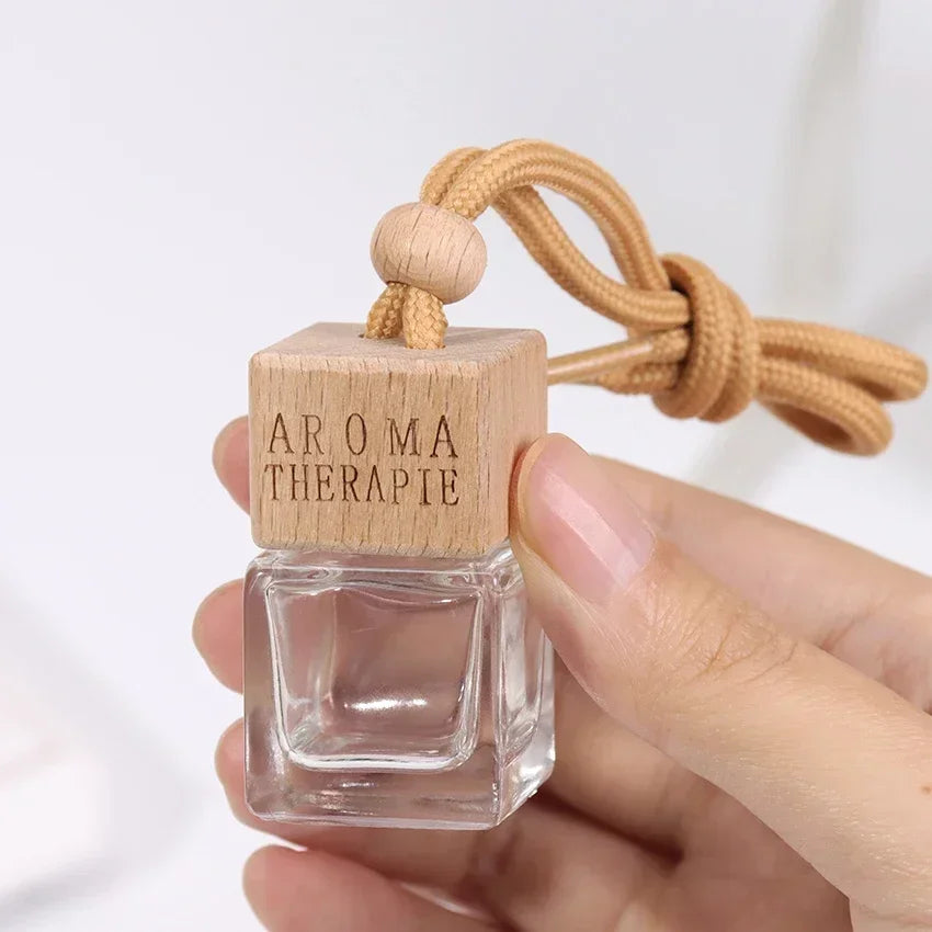 Pack Car Ornament Air Freshener Perfume Square Cap Empty Bottle Scent Essential Oil Diffuser Pendant