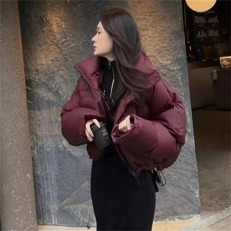 Women's Winter Parkas 2026 New Thick Streetwear All Match Ladies Down Cotton Jacket Comfortable Simple Short Female Warm Coat