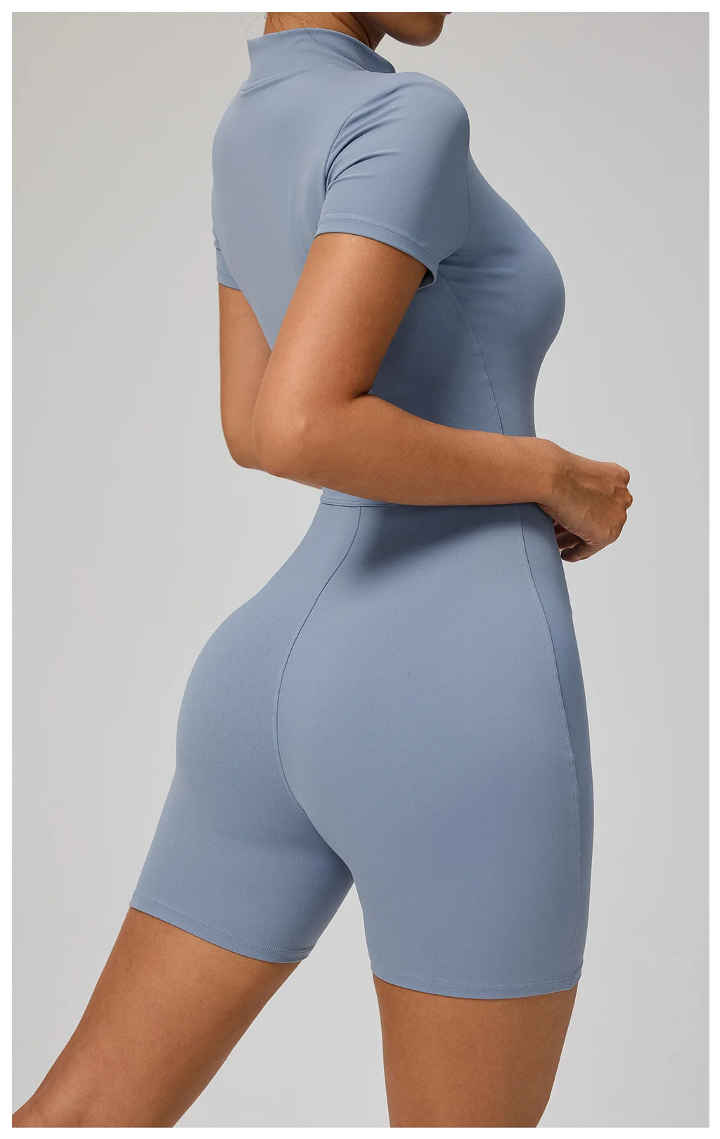 SOISOU Zipper Jumpsuit Women Short Sleeves Clothing Sportswear Woman Gym Yoga Sport Sets Nylon Workout Sets Women Tracksuit