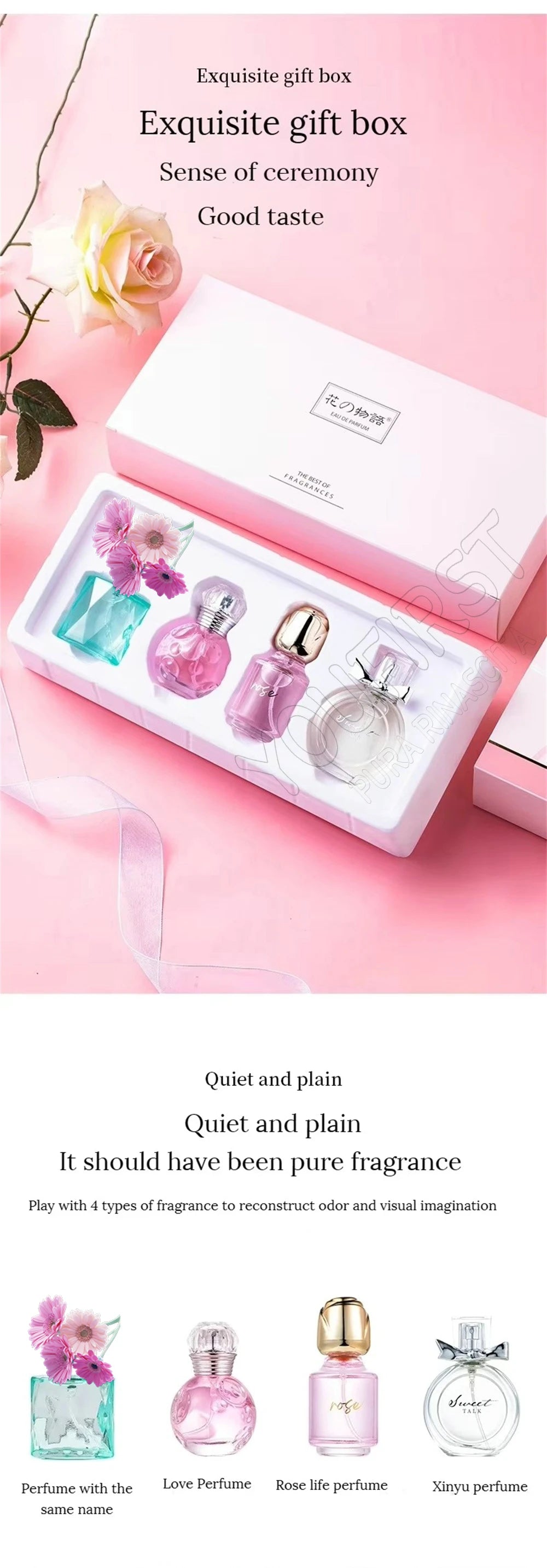 Original Brand Perfume Women Eau De Parfum Femme 100ml Importados Perfumes And Colognes Floral Scent Spray Gift Box 4Pcs Set