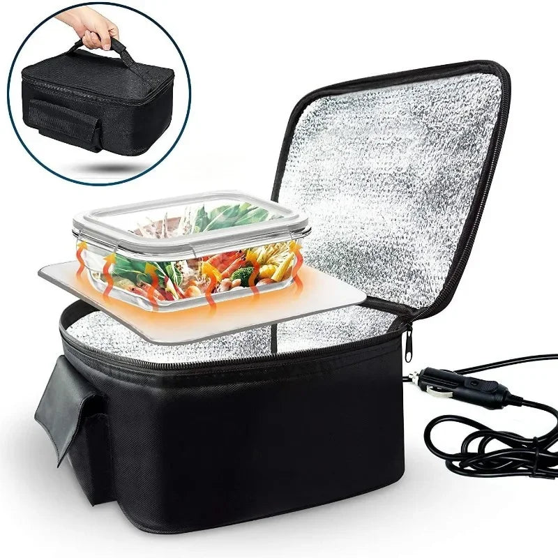 12V Car Heated Picnic Food Lunch Box Warmer Portable Mini Oven Insulated Efficient Heating Constant Temperature Auto-Control