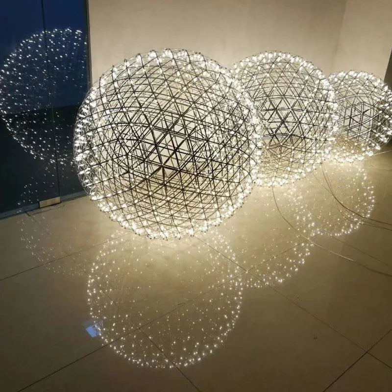 Stainless Steel Led Chandelier Light Shop Spark Ball Full Sky Star Milk Tea Restaurant Exclusive Network Bar Art Decoration Lamp