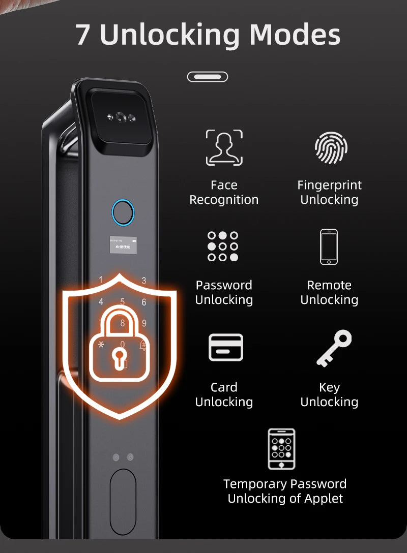 EGFirtor Password Door Lock Face Recognition Fingerprint Lock with Camera Biometric Smart Digit Lock