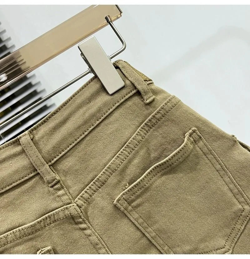 Large Pocket Denim Shorts Women Stretch Slim Fit High Waist Sexy Butt Lifting Hot Pants Summer Fashion Babes Casual Y2k Clothes