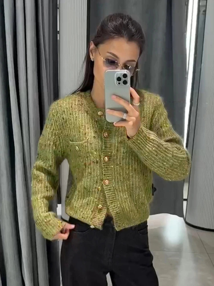 URBANCREW Marled Knit Cardigan — Cropped Casual Layer