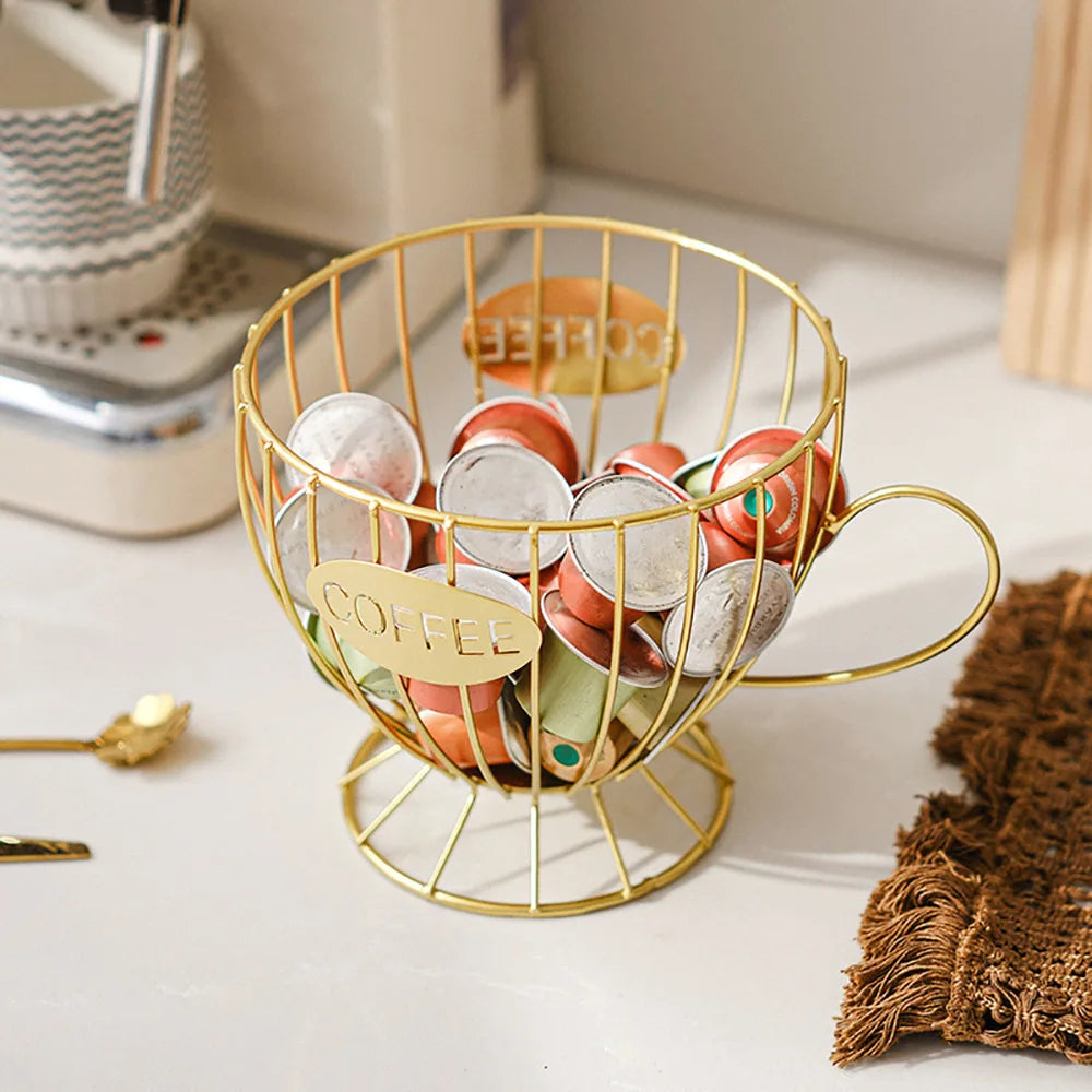 Metal Coffee Capsule Holder Large Capacity Cup Coffee Pod Organizer for Coffee Shop Bar Display Kitchen Storage Accessories