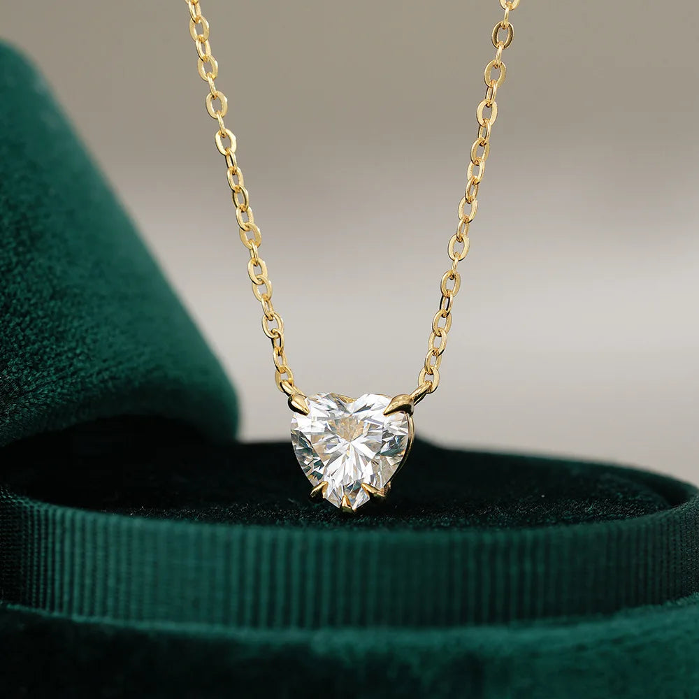 1CT / 2CT Emerald Heart Pear Princess Moissanite Diamond Pendants Necklaces For Women S925 Silver Fine Jewelry Women's Pendants