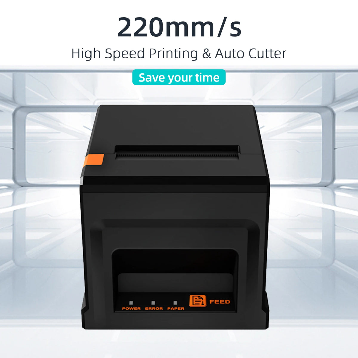 80mm Receipt Printer POS Printer with Auto Cutter Desktop Direct Thermal Printing Support ESC/POS for Restaurant Supermarket