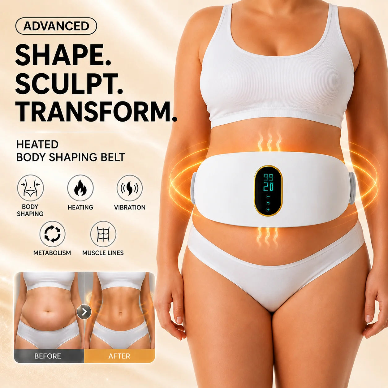 Slimming Machine for Women, Electric Abdominal Fat Burner, Anti-Cellulite Massage Belt, Body Shaping & Belly Fat Removal