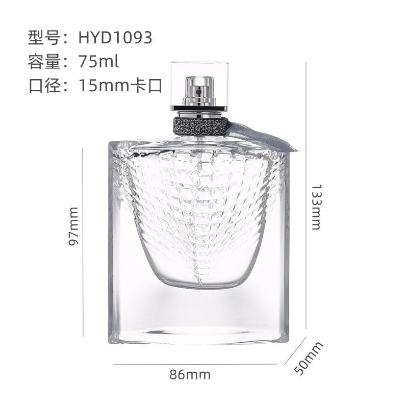Bayonet Perfume Bottle 75ml Fish Scale Bottle with Silk Scarf Cap Transparent Glass Cosmetic Dispensing Empty Bottle