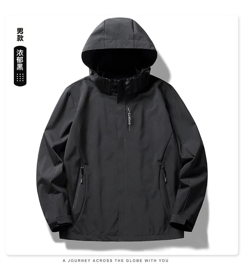Couple Matching Hooded Jacket Stand Collar Thin Casual Outer Top For Men And Women Suitable For Spring Autumn Outdoor Travel An