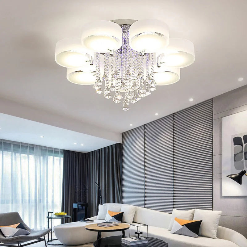Voltsify LED Crystal Ceiling Light Chandelier Lamp, 5/7 Head