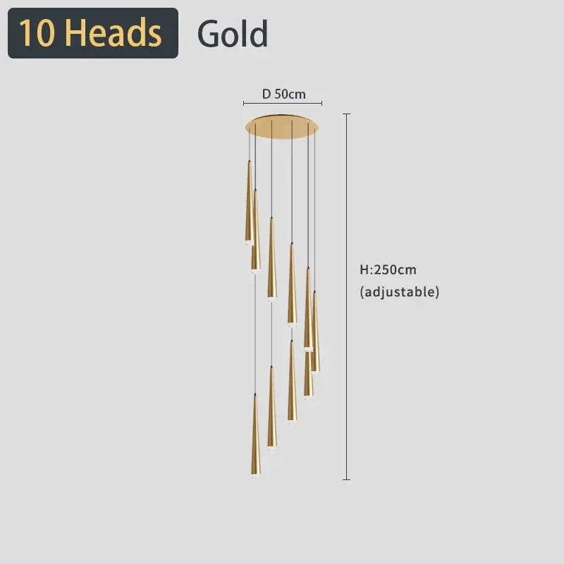Stair Led Ceiling Chandeliers Duplex Loft Lamp Living Room Decoraction Luxury Light Appliance Hanging Lamps For  Lustre