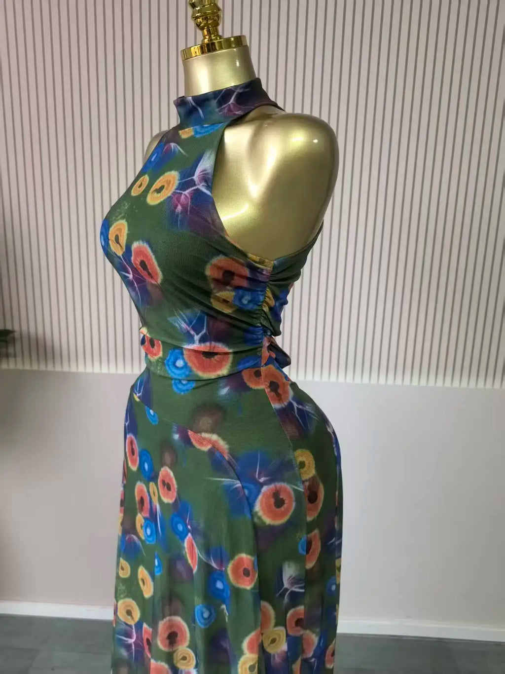sexy Women Printed Sleeveless with Sashes Fit and Flare A-line Maxi Dress 2026 Streetwear Beach Holiday Long Dresses Vestido