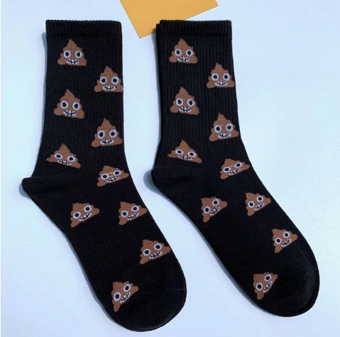Lovely Street Fashion New Hiphop Cotton Rainbow Socks Harajuku Happy Funny Smile Poop with eyes Shard Dung Birthday Wedding Gift