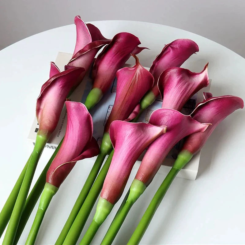 10PCS White Calla Lily Artificial Flower Bouquet Calla Lily Bridal Bouquet Wedding Flower Arrangement Decor Home Spring