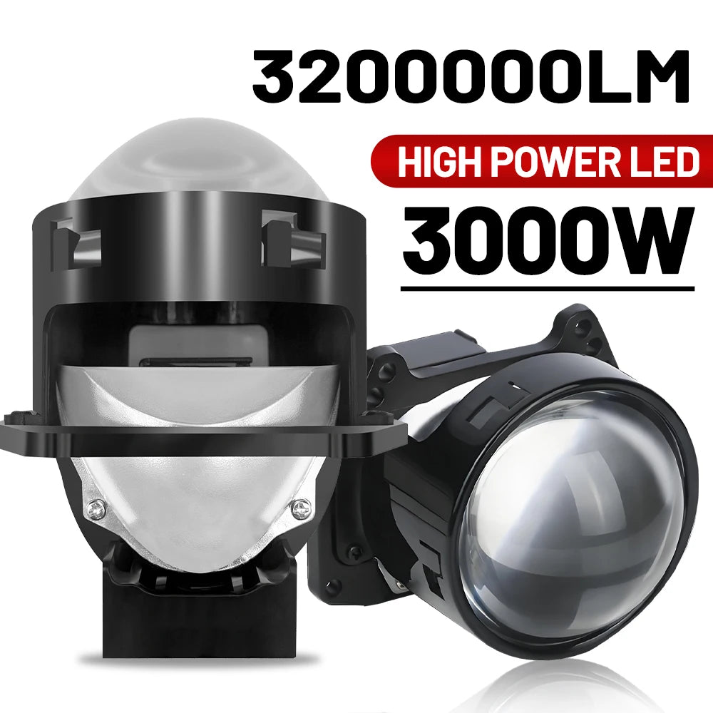 2PCS 3 Inch Bi LED Projector Headlights Lenses for Hella LED Lights Projector 3000W 32000000LM Diode Headlamp Car Accessories