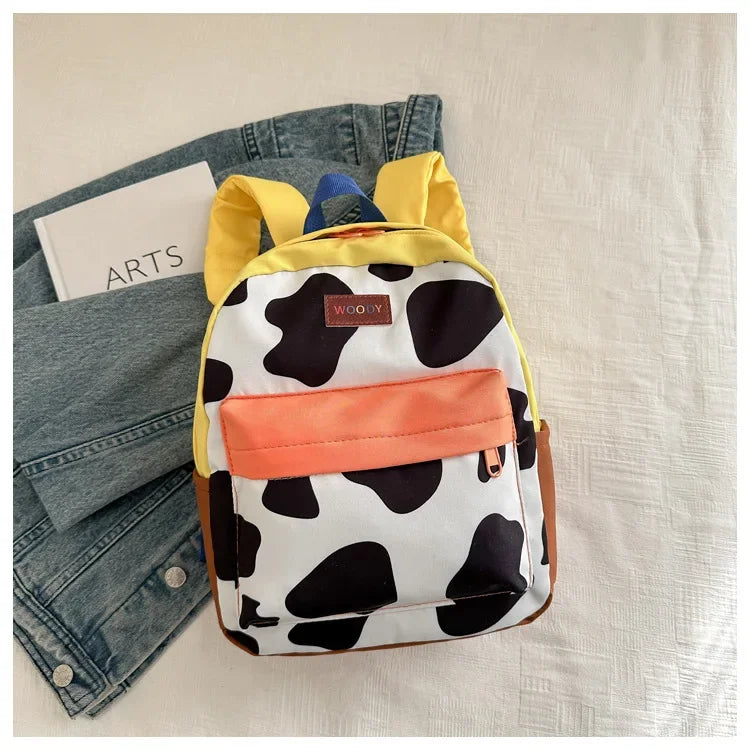 Cartoon Fashionable and Casual Women's Backpack Cute Cow Print Backpack Soft and Durable Fabric Backpack Suitable for Daily Use