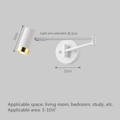 Modern Indoor Touch Sensor Wall Lights Adjustable Swing Long Arm LED Wall Lamps Internal Bedside Lighting Decor Sconce Lights