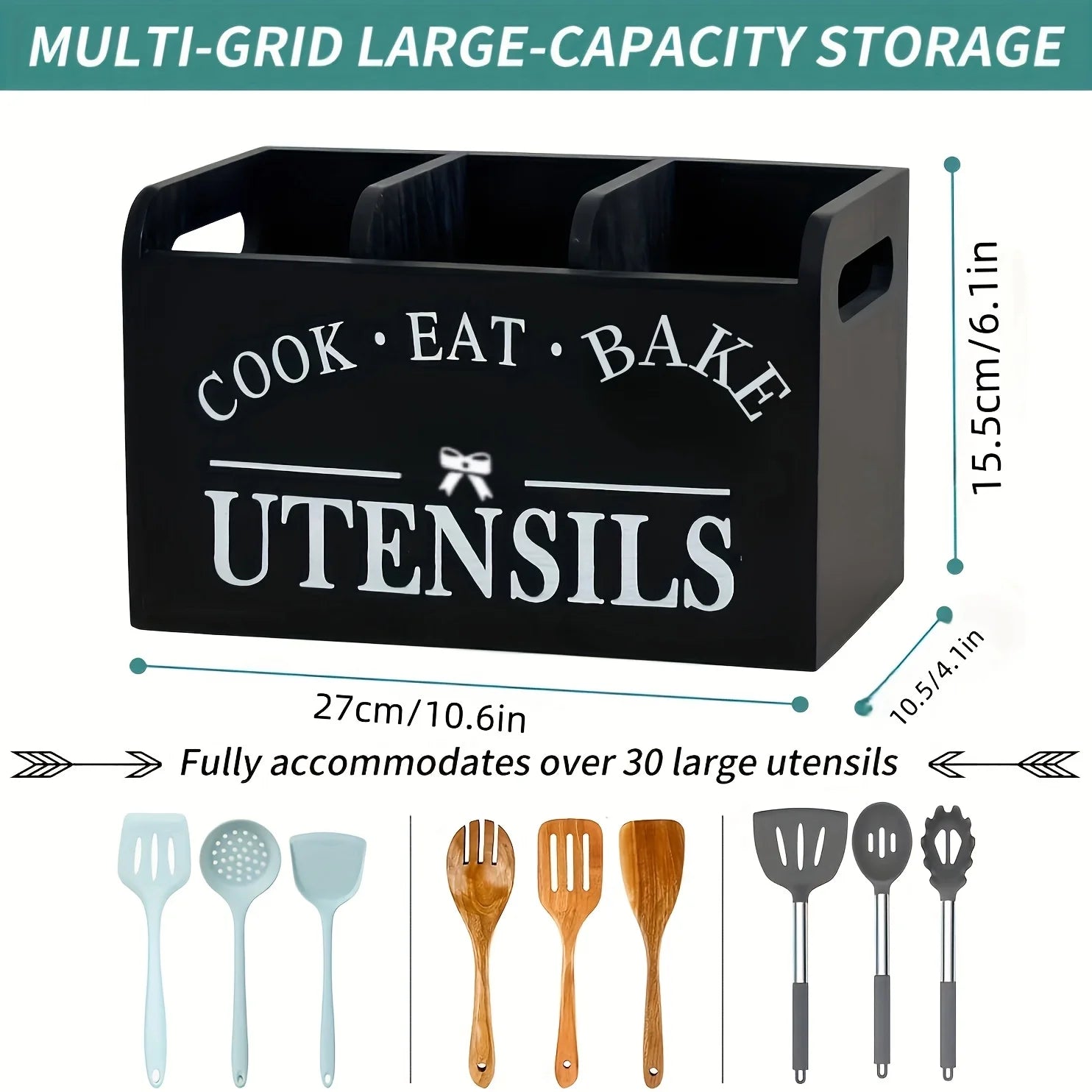 5pcs/Set Cutlery Rack Compartments Cutlery Box Wooden Cutlery Box Suitable For Kitchen Counters Cutlery Storage Box Fork Spoon