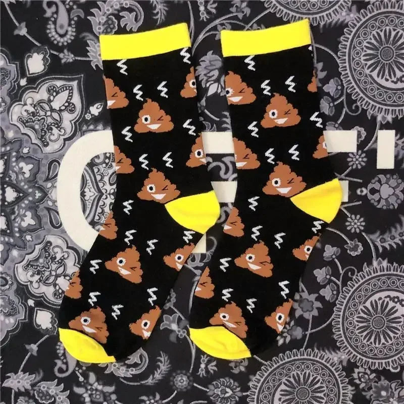Lovely Street Fashion New Hiphop Cotton Rainbow Socks Harajuku Happy Funny Smile Poop with eyes Shard Dung Birthday Wedding Gift