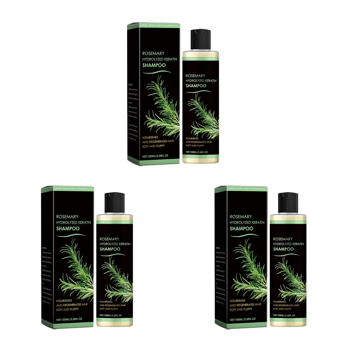 Rosemary Hydrolyzed Keratin Shampoo Soothing Scalp Anti Dandruff Thickening Volumizing Nourishing Regenerating Soft Hair Shampoo