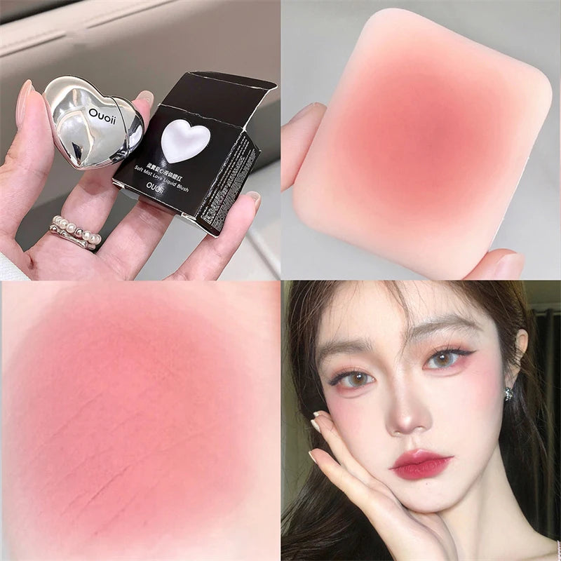 Lavender Matte Liquid Blush Velvet Heart Strawberry Peach Face Pigment Lasting Beauty Natural Cheek Tint Cream Blush Makeup