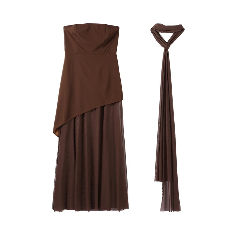 Elegant Halter Long Dress Women's Loose Sleeveless Off Shoulder Floor-length Dresses 2025 Spring Summer Lady Solid Stylish Robes