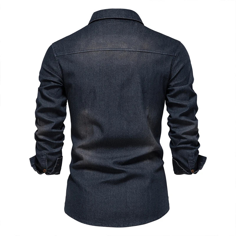 2023 Spring Autumn Y2K Fashion All Match Harajuku Denim Shirt Men Solid Cotton Male Clothes Loose Casual Sport Ropa Hombre Blusa