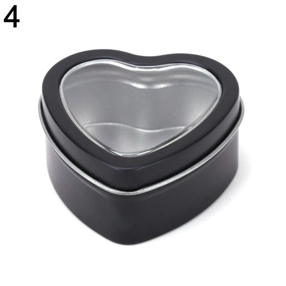 Heart Shape Metal Box Aluminum Tin Jar for Cream Balm Nail Candle Cosmetic Container Refillable Tea Cans Candy Packaging Box 1Pc
