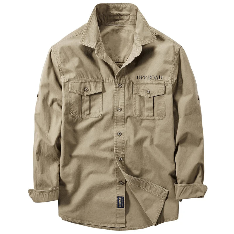 Brand Cotton Shirt Men's Spring Casual Cargo Shirts Male Long Sleeves Shirts Camiseta Masculina Plus Size 5XL 6XL