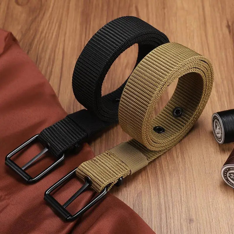 ·NewMen's Belt Porous Canvas Pin Buckle Leather Belt Outdoor Sports Belt Women's Trendy Eyelet Belt With Jeans Belt·