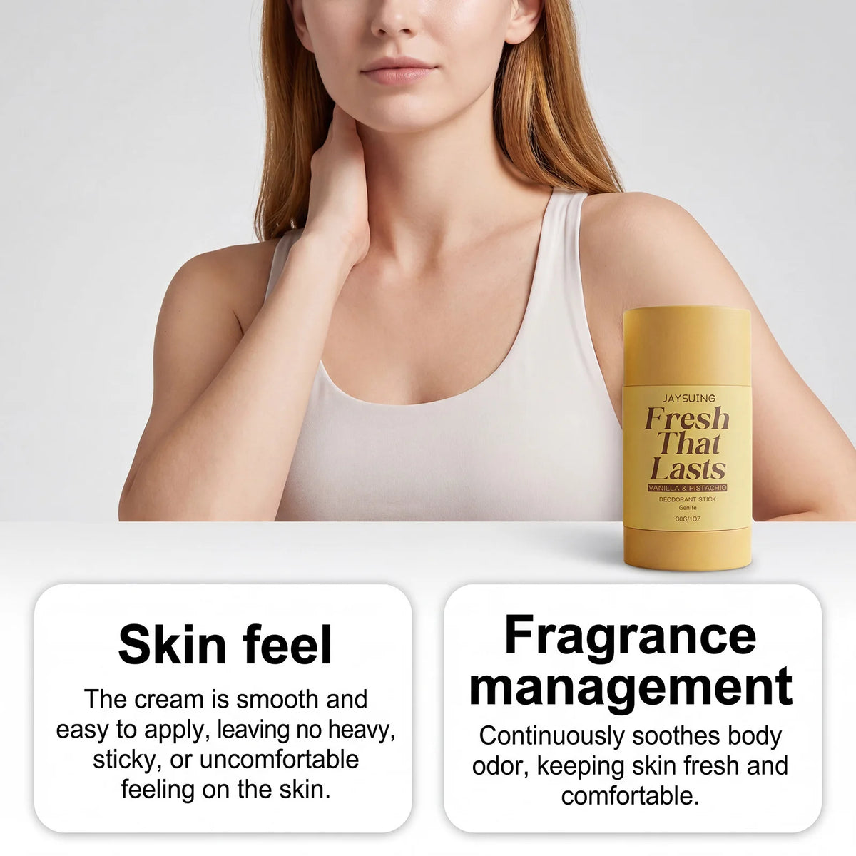 Jaysuing Vanilla Deodorant Antiperspirant Stick 48H Sweat Odor Underarm Body Bad Odor Remove Refresh Portable Dry Antiperspirant