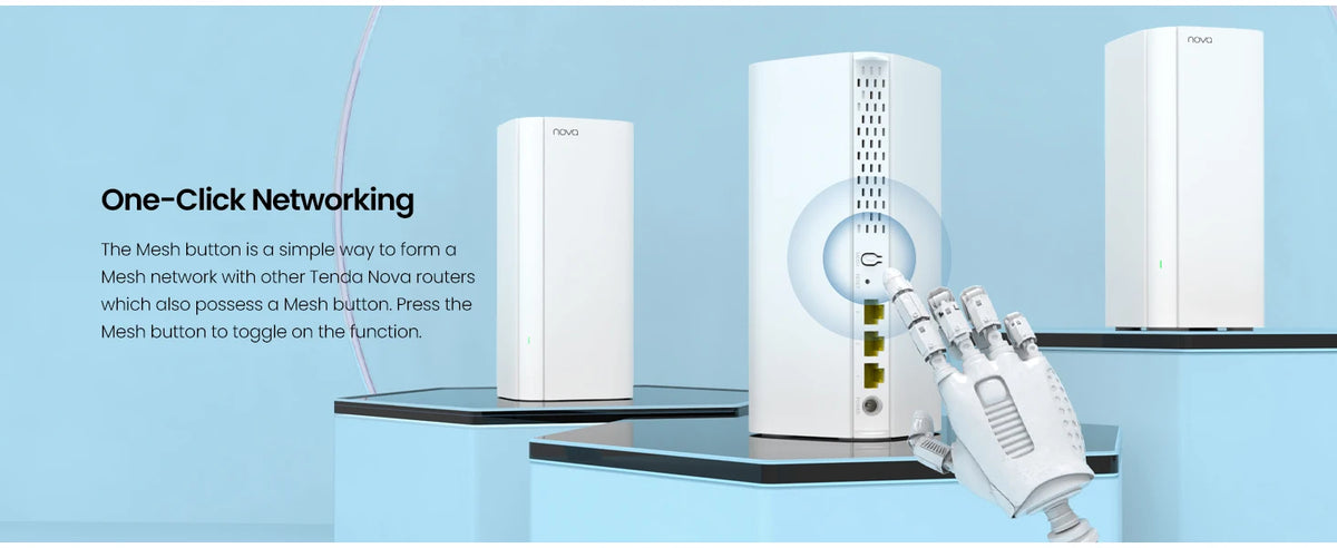 Tenda Mesh12X Wireless Gigabit WiFi6 Router 802.11AX Dual-Band 2.4G/5GHz Whole Home Wifi Coverage Long Range Bridge Extender