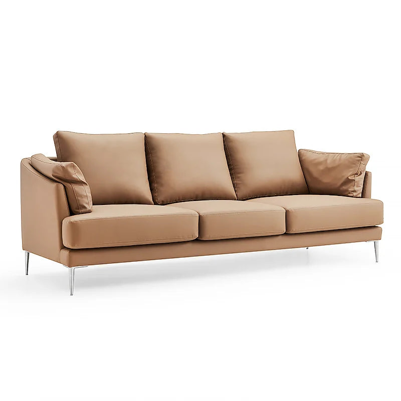Modern Two-Seater Brown Synthetic Leather Durable Commercial Office Sofa For Home Apartment Workshop Or Living Room Use