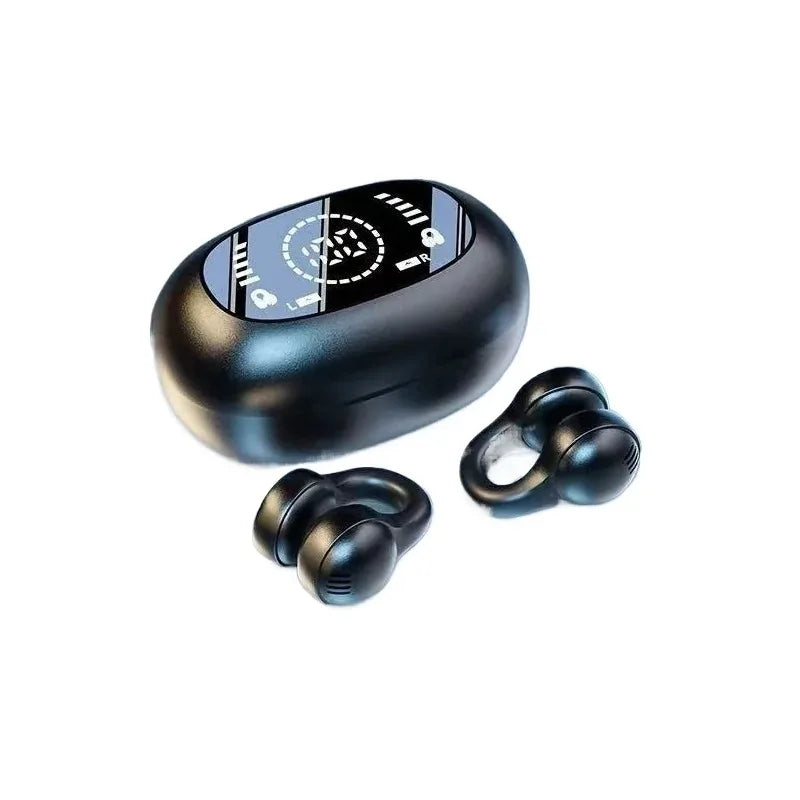 Digital Display Ows Ear Clip Wireless Bluetooth 5.4 Headphones with Noise Reduction for Sports Music New Mirror-Style Headphones