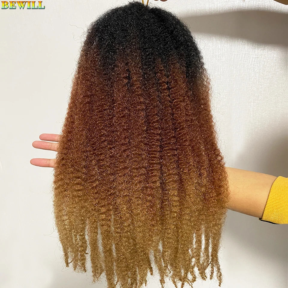 18 Inch 1-6 Packs Marley Twist Crochet Hair Black Brown to Blonde Synthetic Afro Marley Ombre Braiding Hair for Faux Locs Braids